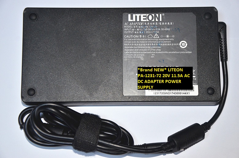 *Brand NEW* AC100-240V AC DC ADAPTER 20V 11.5A LITEON PA-1231-72 POWER SUPPLY